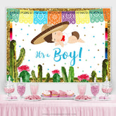 Lofaris Cautas And Flags it鈥檚 a Boy Baby Shower White Backdrop